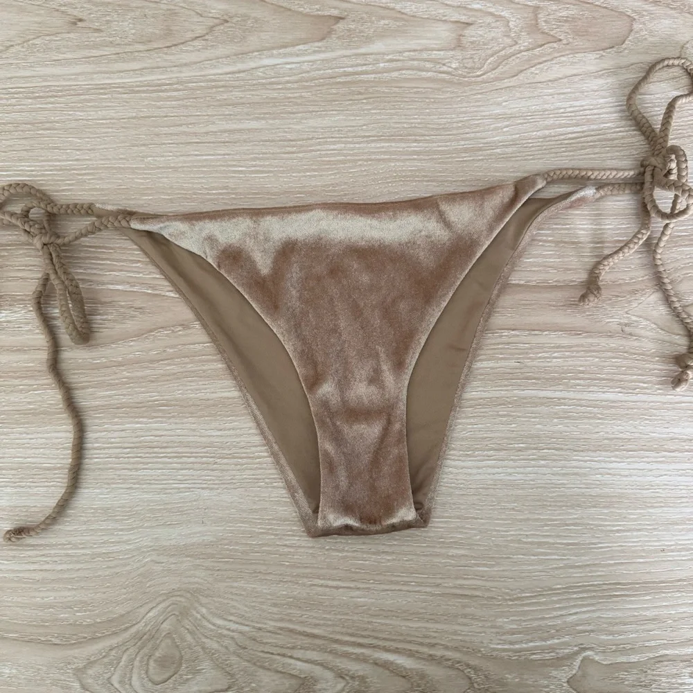 Frankies Bikinis Medium Suki Crushed Velvet Set Tan Beige Swim Minimal Cheeky